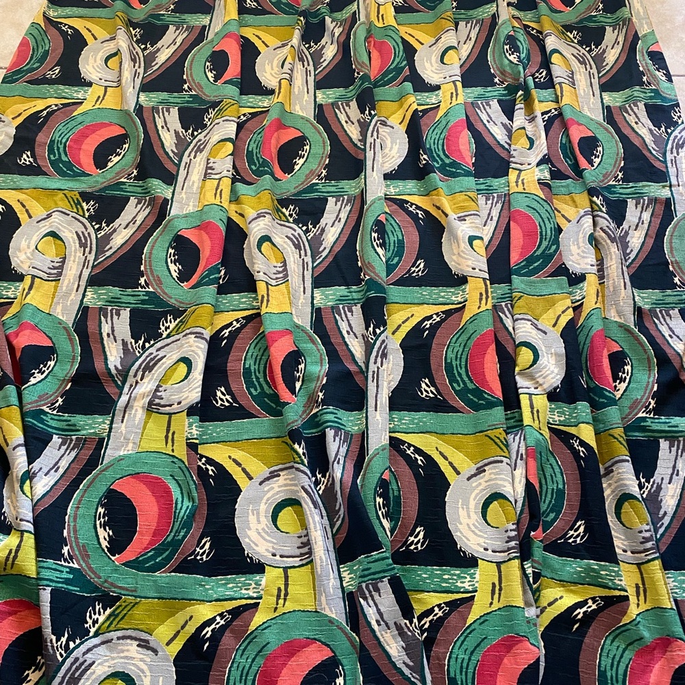 Extremely Rare Mid Century Atomic Abstract Barkcloth Curtain